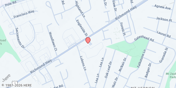 Map showing Royal Missionary Baptist Church at 8631 Engleside Office Park, Alexandria, VA