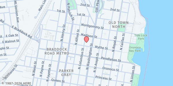 Map showing St Joseph Catholic Church at 711 N Columbus St, Alexandria, VA