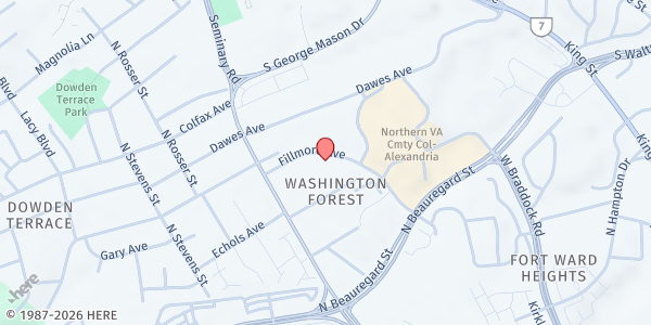 Map showing West End Food Pantry at 5150 Fillmore Ave, Alexandria, VA