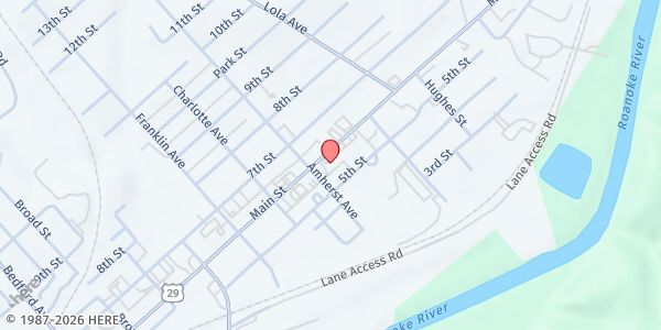 Map showing Altavista Area Campbell County Habitat for Humanity at 1007 Main St B, Altavista, VA