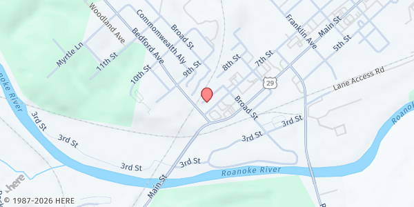 Map showing DAWN (Donation a Week Neighbor) Altavista at 417 Washington St., Altavista, VA