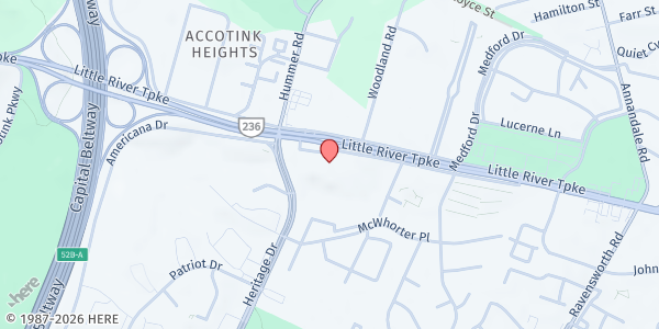 Map showing Centers for Opportunity - Annandale at 7611 Little River Turnpike Suite E100, Annandale, VA