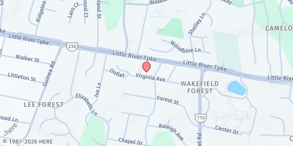Map showing St. Matthews Ken Jackson Food Closet at 8617 Little River Turnpike, Annandale, VA