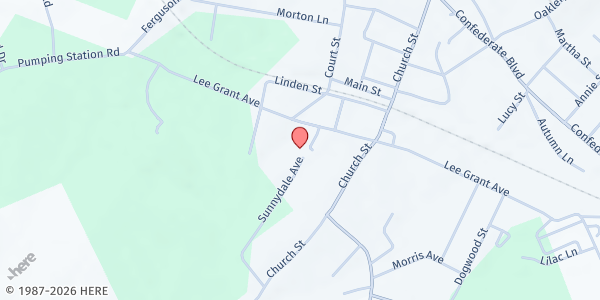 Map showing Candlelight Ministries at Liberty Baptist Church at 1709 Church Street, Appomattox, VA