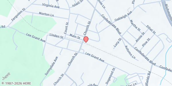 Map showing Feeding Appomattox at 318 Harrell Street, Appomattox, VA