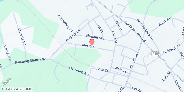 Map showing Feeding Appomattox @ Memorial Methodist Church at 403 Court Street, Appomattox, VA