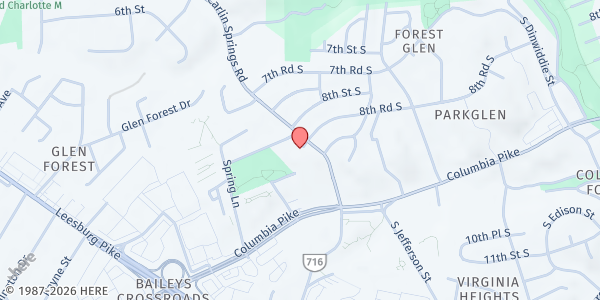 Map showing Arlington Bridge Builders - South Carlin Springs Road at 790 South Carlin Springs Road, Arlington, VA