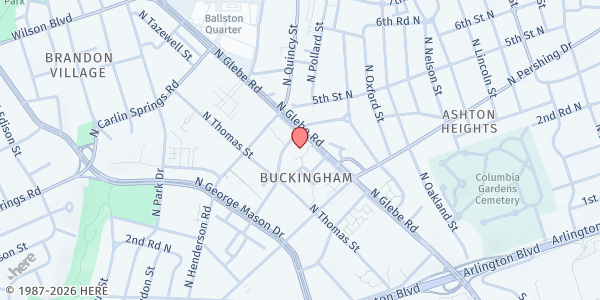 Map showing Arlington Food Assistance Center at Gates of Ballston CC at 4108 N. 4th St., Arlington, VA