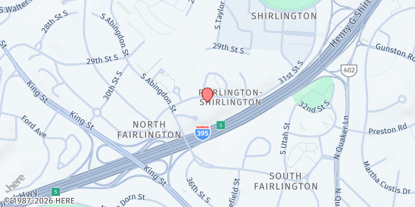 Map showing Park Shirlington Apartments at 4510 S 31st St S, Arlington, VA