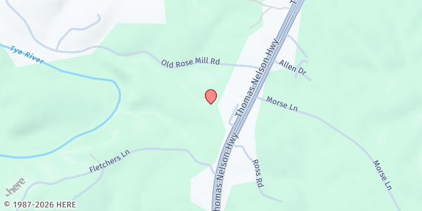 Map showing Nelson Heritage Center at 1653 Thomas Nelson Highway, Arrington, VA