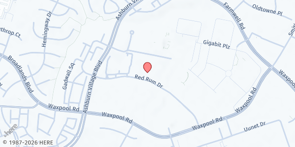 Map showing Bridge Feeds at 21660 Redrum Dr, Ashburn, VA