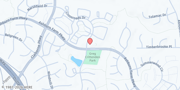 Map showing Grace Ministries at Crossroads at 43454 Crossroads Dr., Ashburn, VA