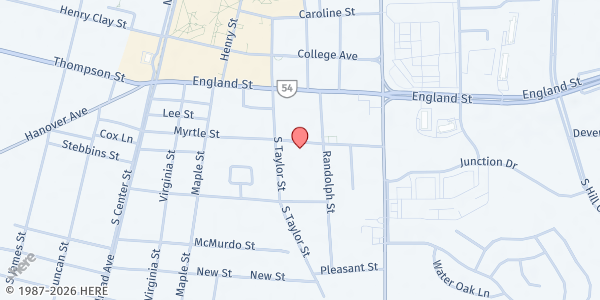 Map showing Ashland Church of God at 407 Myrtle St, Ashland, VA