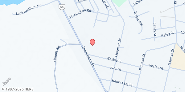 Map showing First Baptist Ashland Food Pantry at 800 Thompson Street, Ashland, VA