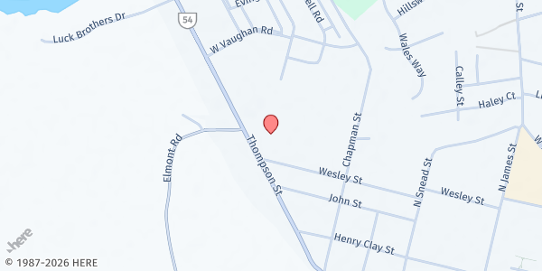 Map showing First Baptist Church at 800 Thompson St, Ashland, VA