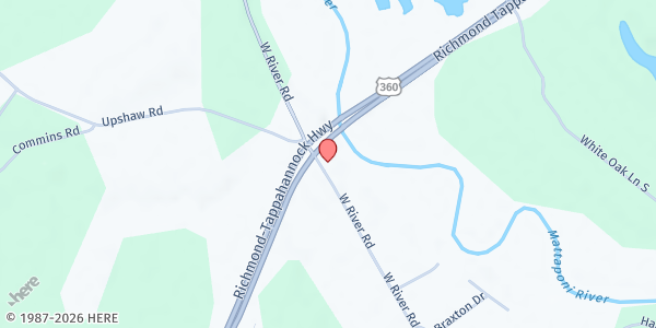 Map showing The Grace Center Food Pantry at 11235 West River Road, Aylett, VA