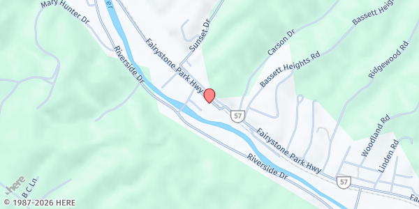 Map showing Henry County Food Pantry at 3321 Fairystone Park Hwy, Bassett, VA