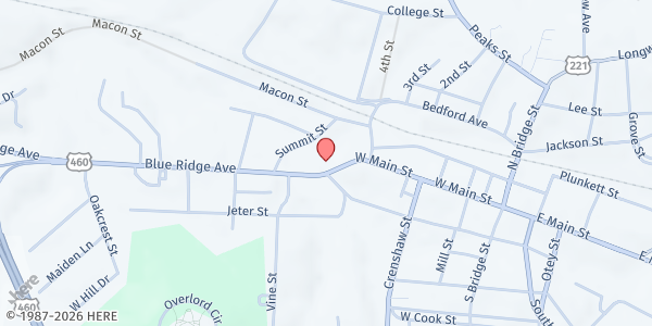 Map showing Bedford Community Christmas Station at 510 Blue Ridge Ave, Bedford, VA