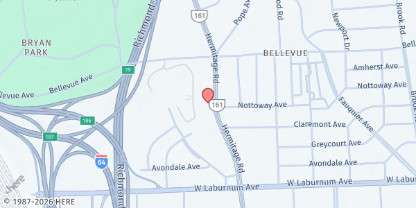 Map showing St. Alban's Anglican Catholic Church at 4006 Hermitage Road, Bellevue, VA