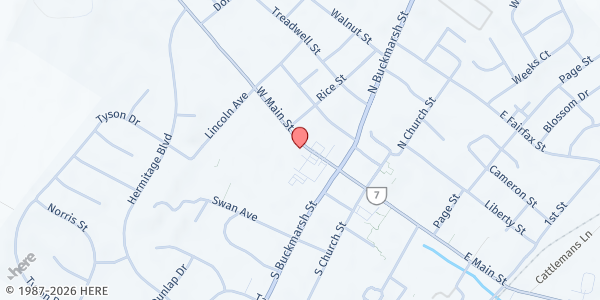 Map showing Berryville Presbyterian Church at 123 W Main St, Berryville, VA