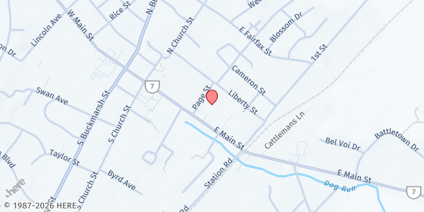 Map showing Duncan Memorial United Methodist Church at 210 East Main Street, Berryville, VA