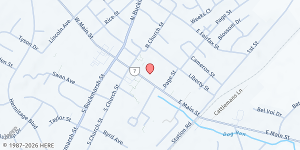 Map showing FISH of Clarke at 36 East Main Street, Berryville, VA