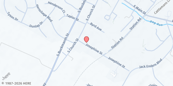 Map showing Marcella's Food Bank at 14 Josephine St., Berryville, VA