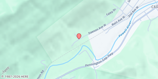 Map showing Cadet Primitive Baptist Church at 1117 Main Ave W, Big Stone Gap, VA