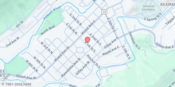 Map showing Christ Episcopal Church at 106 Clinton Ave E, Big Stone Gap, VA