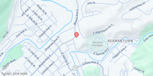 Map showing First Christian Church at 640 Wood Ave E, Big Stone Gap, VA