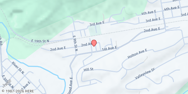 Map showing Oak Grove Baptist Church at 14 E 11th St N, Big Stone Gap, VA