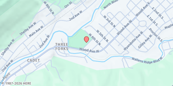 Map showing Refuge House Of The Lord Jesus at 623 Cherokee Ave W, Big Stone Gap, VA