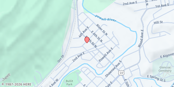 Map showing Williams Chapel AME Zion Church at 414 3rd Ave E, Big Stone Gap, VA