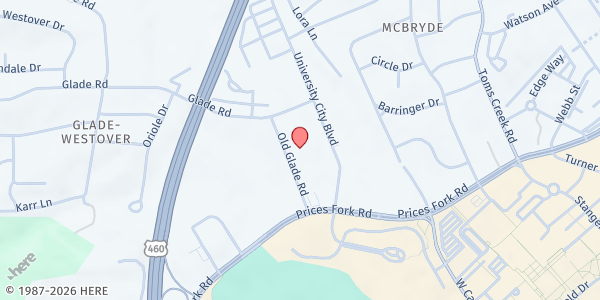 Map showing THE MARKET OF VIRGINIA TECH at 801 University City Blvd, Blacksburg, VA