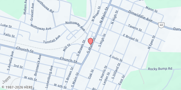 Map showing Helping Every Life Prosper (HELP) - Main Street Location at 314 South Main Street, Blackstone, VA