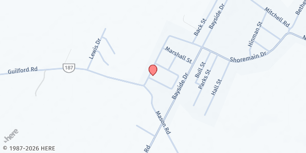 Map showing Bloxom Methodist Church at 25460 Shore Main Dr., Bloxom, VA