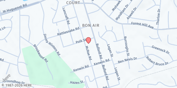 Map showing Stony Point Reformed Presbyterian Church at 2330 Buford Road, Bon Air, VA