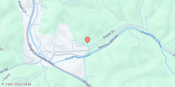 Map showing His Cupboard at 25 Depot Dr., Boones Mill, VA
