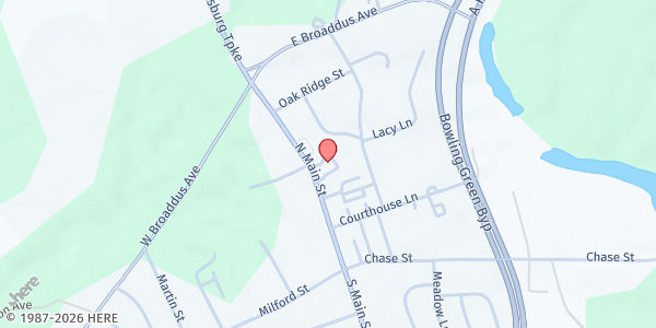 Map showing Bowling Green Baptist Church at 225 North Main St, Bowling Green, VA