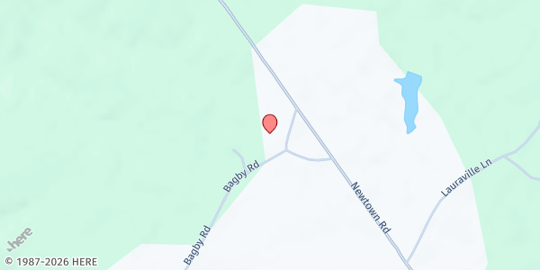 Map showing Jerusalem Baptist Church at 21180 Bagby Rd., Bowling Green, VA