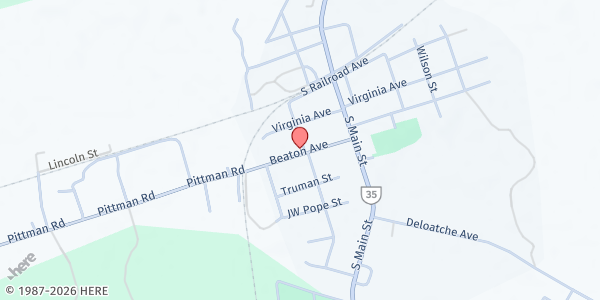 Map showing New Hope Church at 18111 Beaton Ave, Boykins, VA