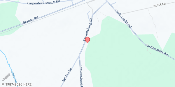 Map showing Shiloh Baptist Church at 15055 Stevensburg Rd., Brandy Station, VA