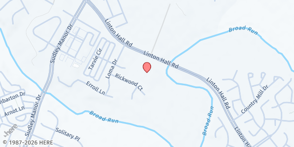 Map showing Grace Life Community Food Pantry at 9560 Linton Hall Rd., Bristow, VA