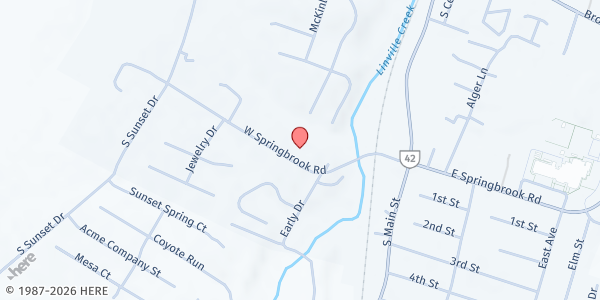 Map showing Cornerstone Church of Broadway at 265 W. Springbrook Rd., Broadway, VA