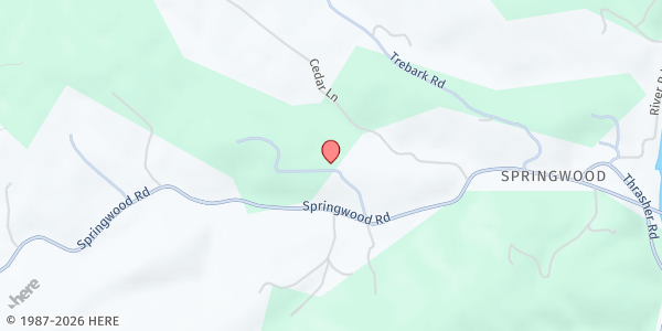Map showing Springwood Baptist Church-Distribution Center at 88 Copps Hill Rd., Buchanan, VA