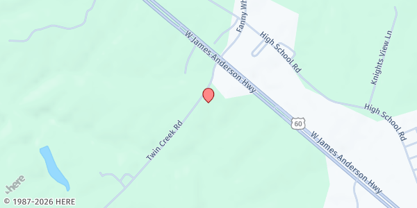 Map showing Buckingham Church of the Nazarene at 1206 Twin Creek Rd., Buckingham, VA