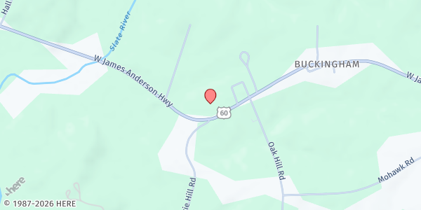 Map showing Maysville Presbyterian Church at 12945 W. James Anderson Hwy., Buckingham, VA