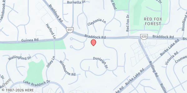 Map showing St. Stephen's UMC at 9203 Braddock Rd, Burke, VA