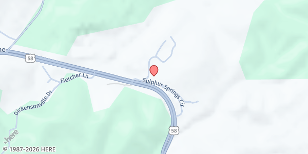 Map showing United Methodist Church at 107 Sulpher Springs Cir, Castlewood, VA