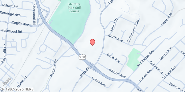 Map showing Alliance for Interfaith Ministries (AIM) at 1025 Park Street, Charlottesville, VA